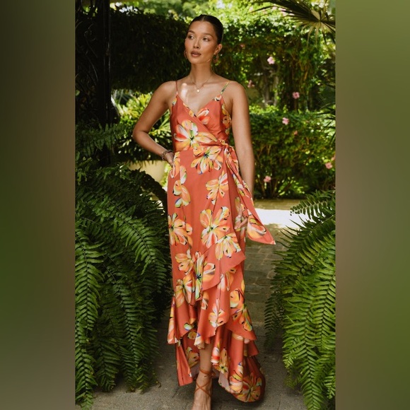 Hutch Floral Satin Wrap Dress - Picture 3 of 9
